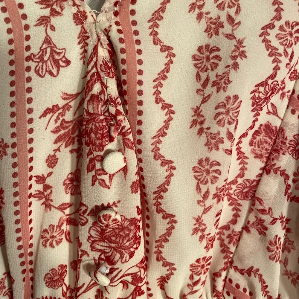 Justify Red and White Patterned High Low  boho dress - Picture 5 of 13